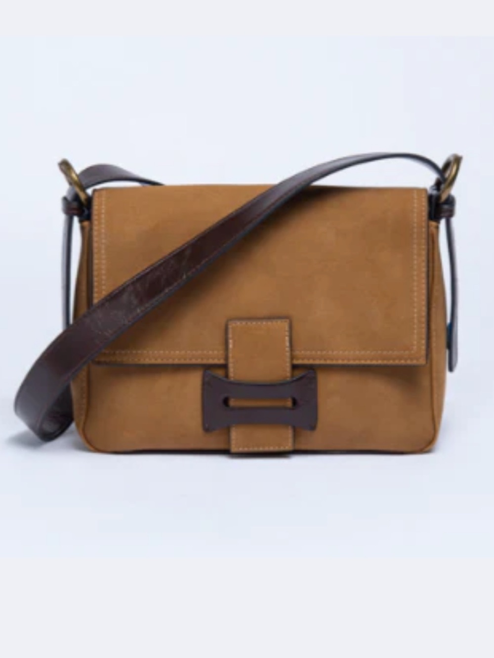 Simply Noelle Faux Suede Convertible Shoulder Crossbody Bag - Taupe Brown